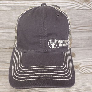 NWT WHITETAILS UNLIMITED GREY REAL TREE CAMO ADJUSTABLE BASEBALL HAT CAP‎ NEW